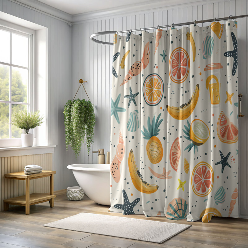 Sunny Beach - Rideau de douche Premium, H 74 po x l 71 po