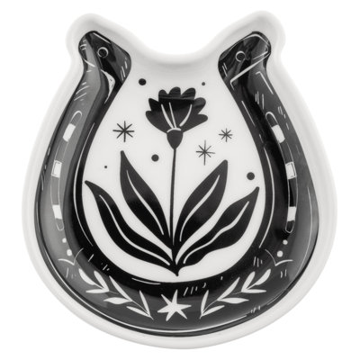 BOHO B&W SHAPED TRINKET TRAY  HORSESHOE