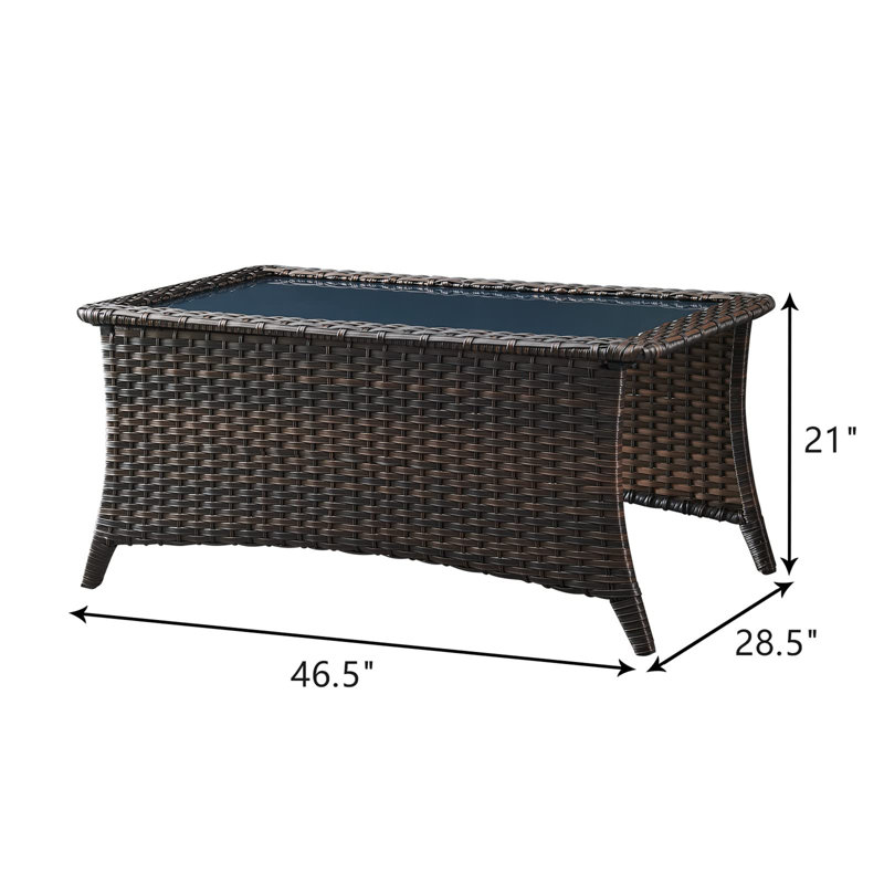 Kyaire Rectangular Wicker Outdoor Coffee Table , 28.5'' in. W 46.5'' in. D, Brown, Brown