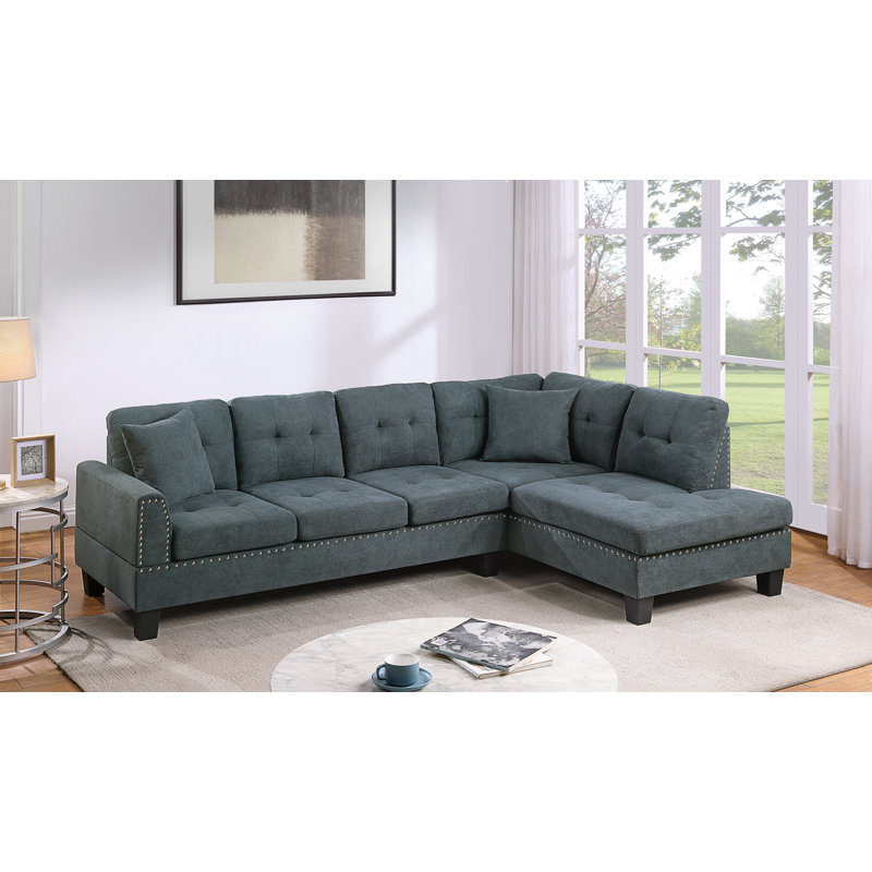 2-Piece Sectional Set, Ash Black Velvet