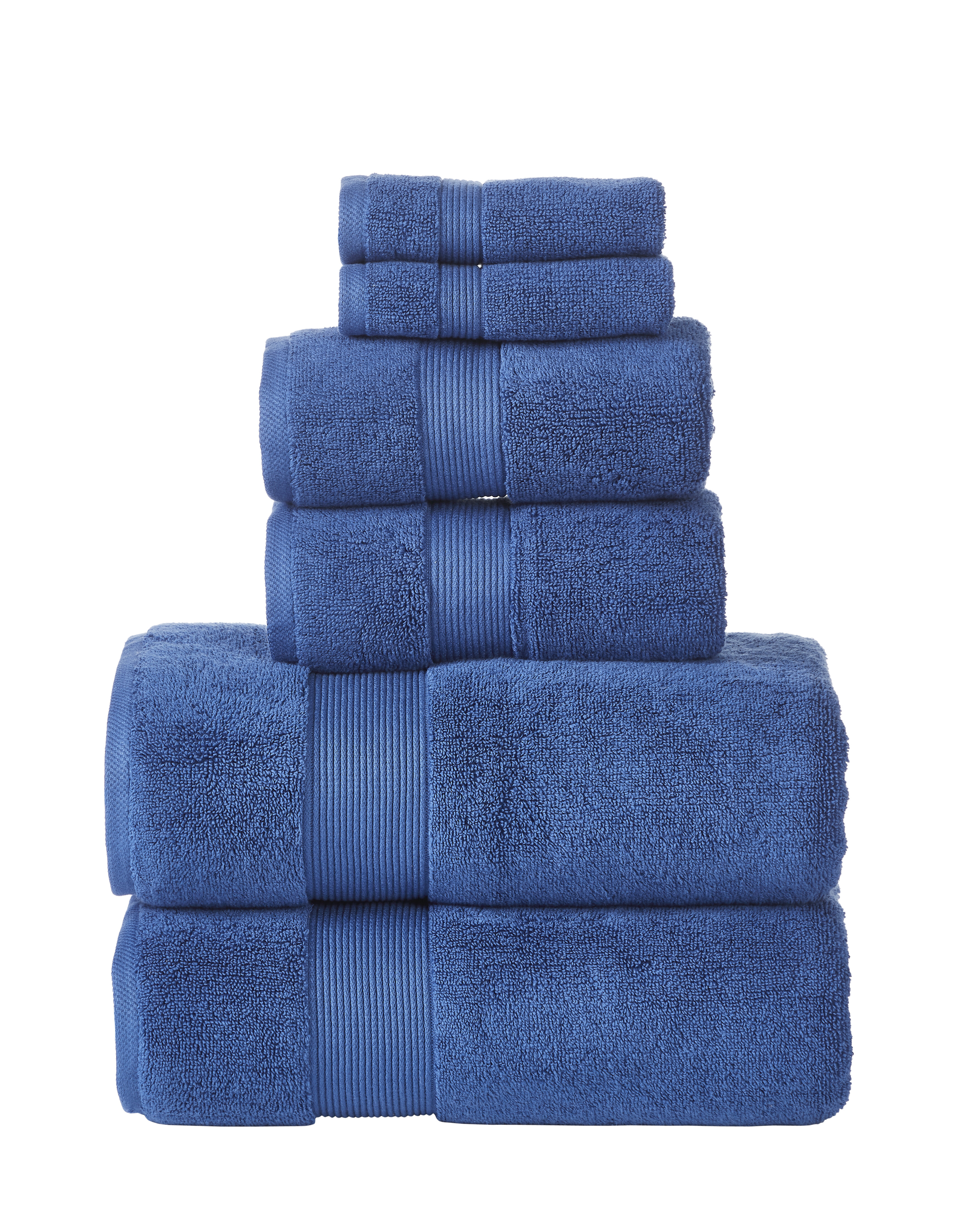 Soft Hotel Towels 6 Piece Set (Navy), Blue