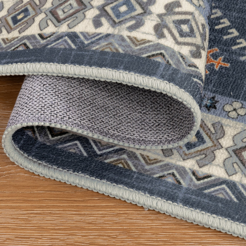 Machine Washable Non-Slip Kitchen Mat (Set of 3), Navy