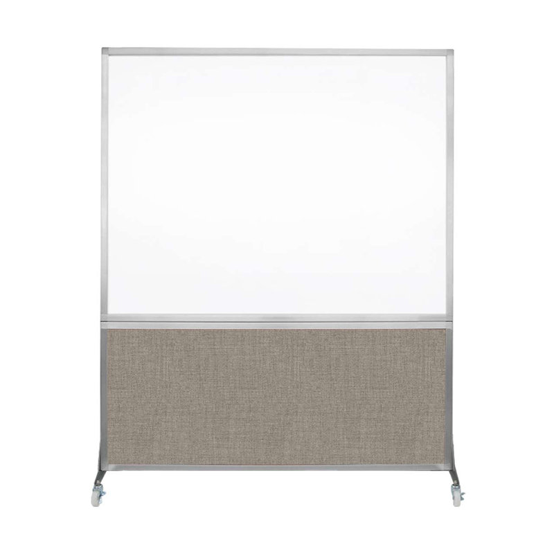 Tableau blanc mobile 6 'de haut DivideWrite, Galet chaud, H 72 po x l 60 po, Argent