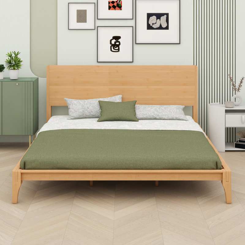 Lit plateforme en bois de bambou, Naturel