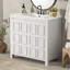 Organisateur de meuble-lavabo 36 po avec lavabo en céramique, ensemble armoire de rangement pour salle de bain, blanc antique-1150481991