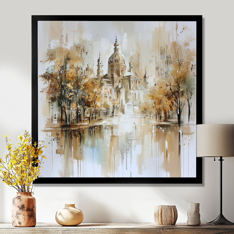 Aquarelle, Amsterdam Soft Dreamy Architecture II - art mural imprimé Amsterdam, H 16 po x l 16 po, Reproduction encadrée