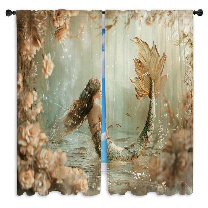 Rideaux de fenêtre Mermaid Fantasy Underwater Beauty - 2 panneaux, L 20 po x L 61 po