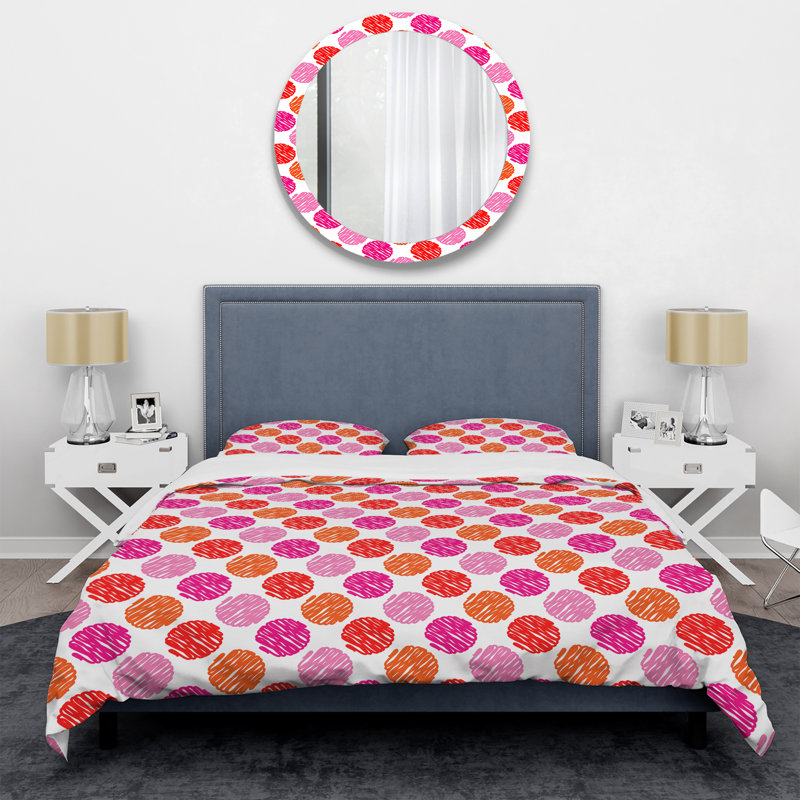 Ensemble de housse de couette en microfibre orange / rose 2 pièces, Housse de couette pour très grand lit et 2 très