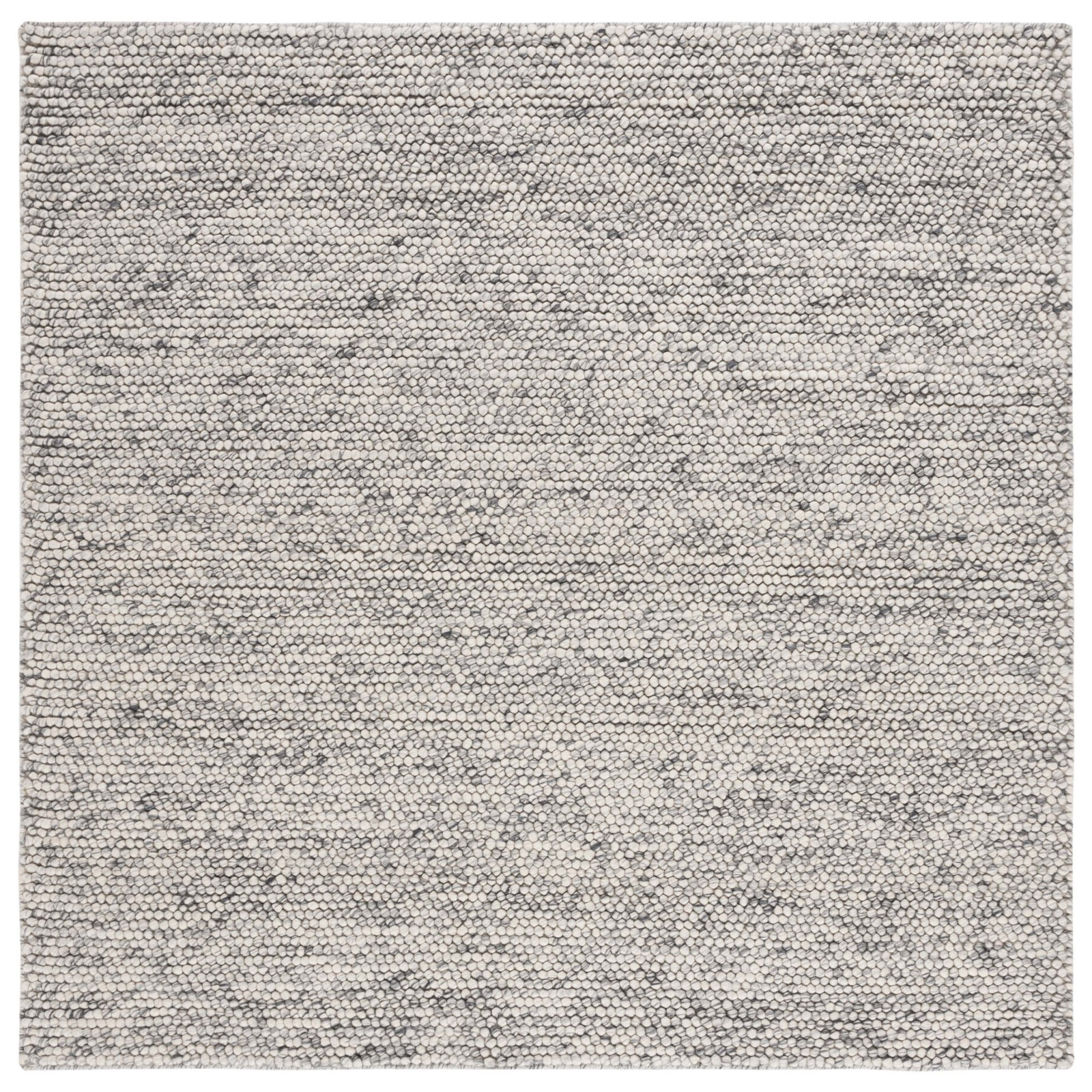 Elle Light Grey Ivory Hand-Woven Rug, Square 8'