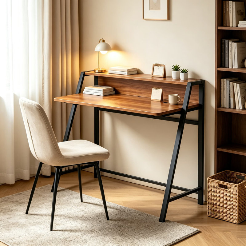 Steel Writing Desk, Walnut