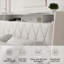 Structure de lit tapissier grand Crisp White avec tête de lit ergonomique, prises de recharge et tablette de rangement