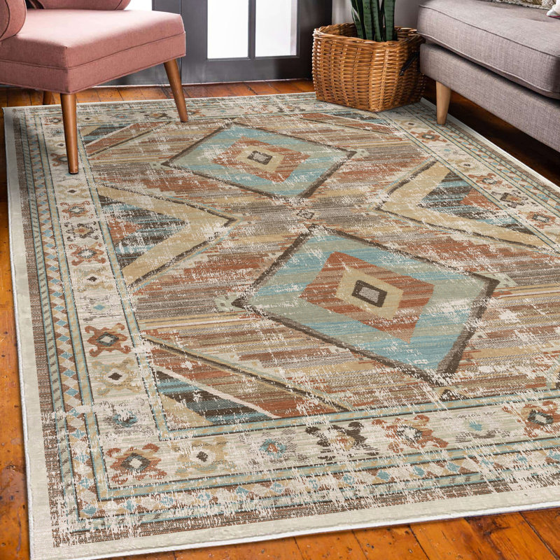 Tapis décoratif Halle-Mai Tribal, Rectangle 4 pi x 5 pi 5 po