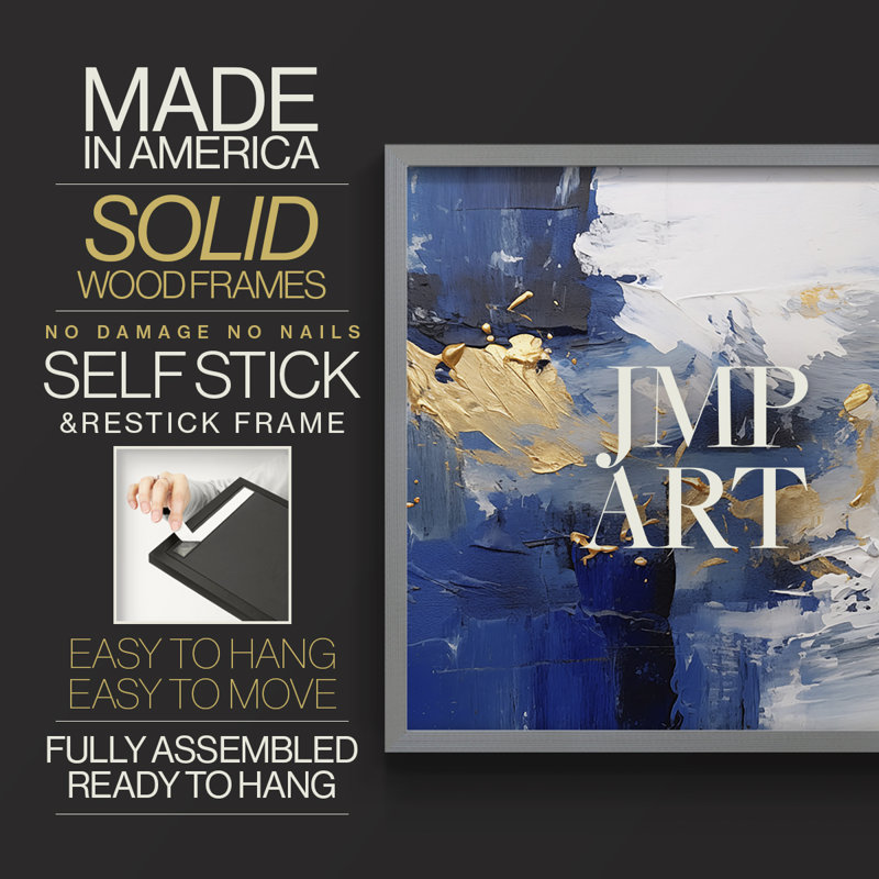 Abstract Series-CLII -Framed Print - Restickable, Grey, 16" H x 20" W