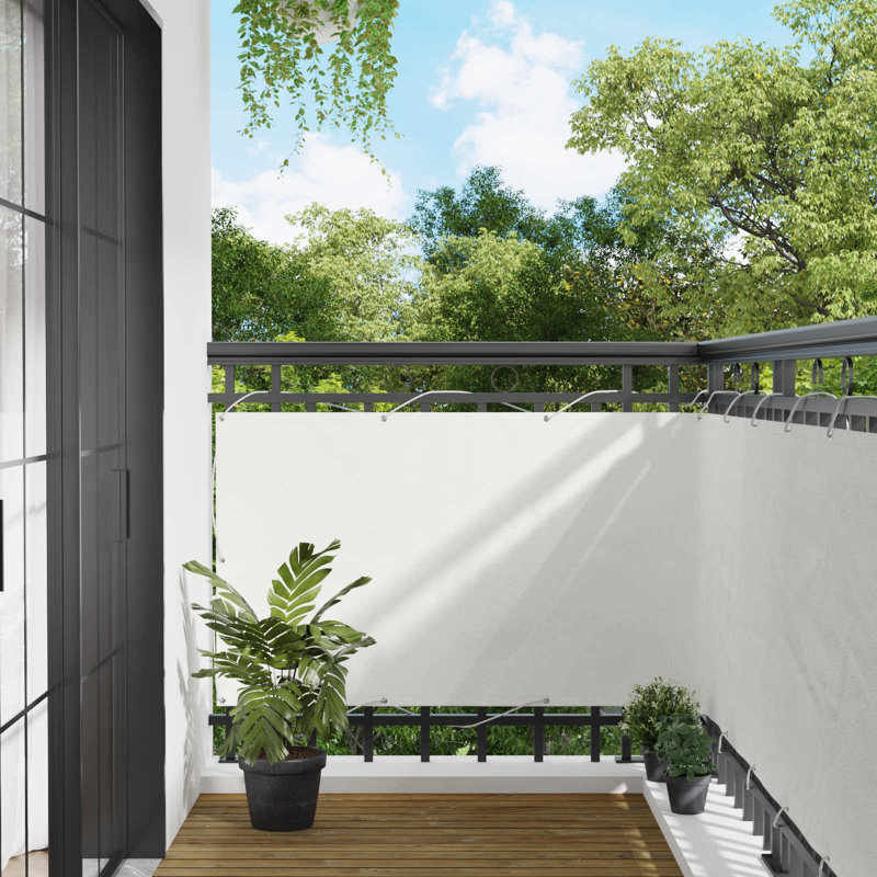 Vidaxl Balcony Screen Outdoor Privacy Screen Fence Patio Screen Oxford Fabric, 200cm W x 90cm D, White