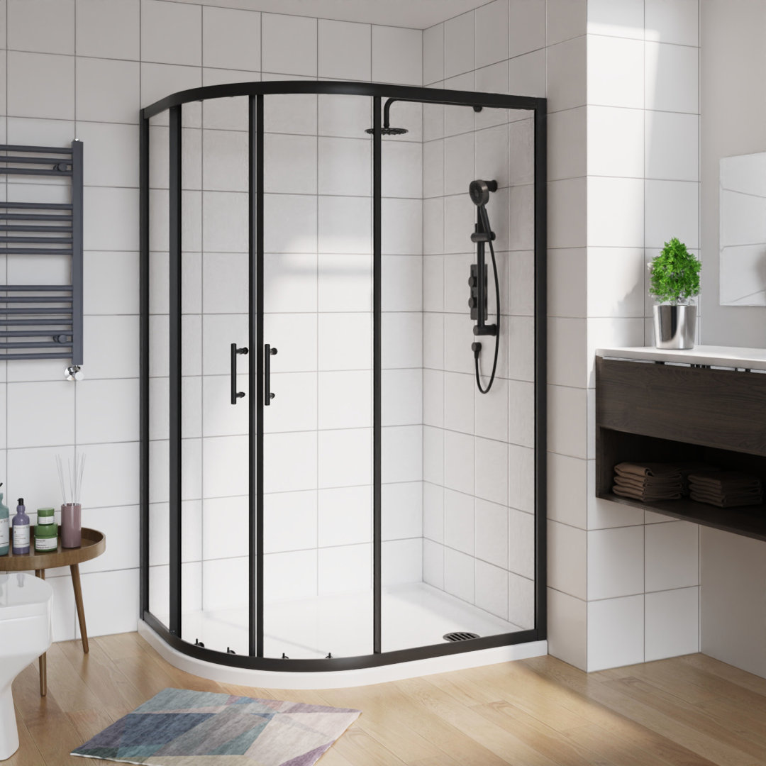 Offset Curved Shower Enclosure - 1900 x 1200 x 800 mm Walk In Corner Cubicle