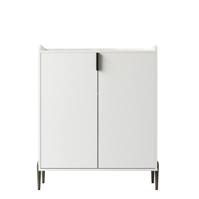 2 Doors Home Wine Bar Cabinet With Wine Rack & Adjustable Storage Shelf, Modern Sideboard With Soft-Closing Hinge, Dinning Room Buffet Cabinet, Liquor Cabinet Kitchen, Living Room Coffee Cart White