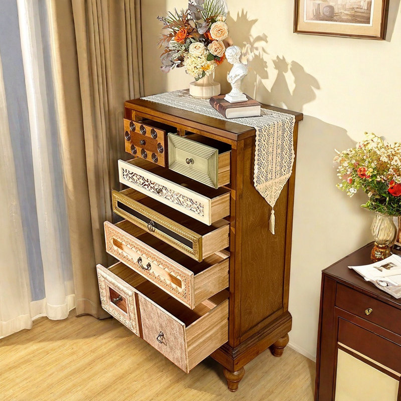 Vintage Solid Wood Hand-painted Accent Chest