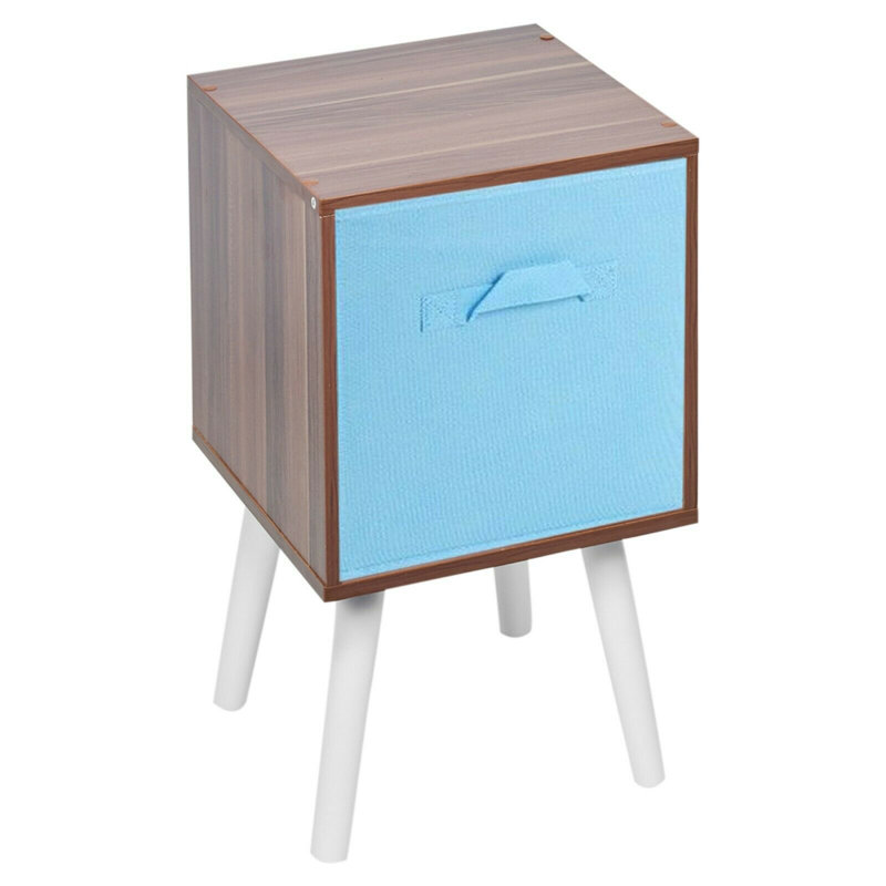 Obannon 51cm H x 30cm W Wood Cube Bookcase, Teak/Sky Blue/Pine
