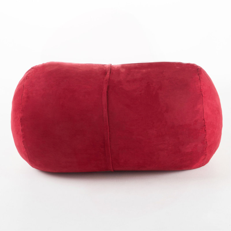 Michael 4 Foot Cylindrical Suede Bean Bag, Red Polyester