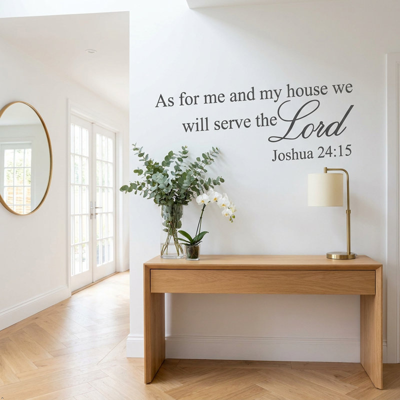 Quant à moi et ma maison, nous servirons le dieu Josué 24:15, H 20 po x l 52 po, Marron