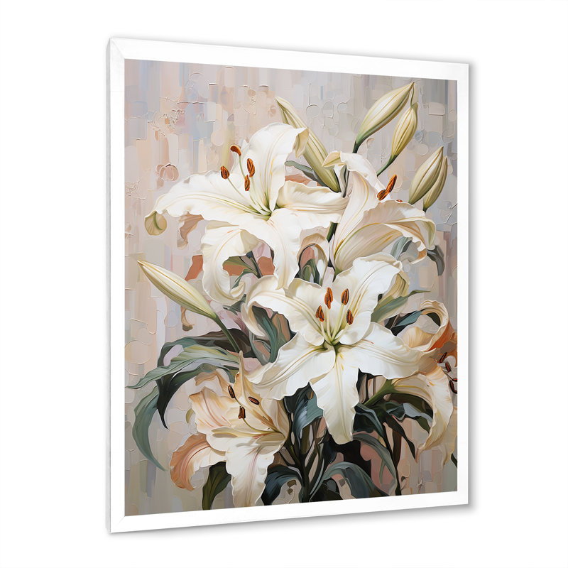 Beige lys simple Tranquility I - imprimé, H 40 po x l 30 po x P 1,5 po, Cadre simple blanc