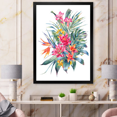 " Bouquet Of Tropical Red Flowers " Painting Print
