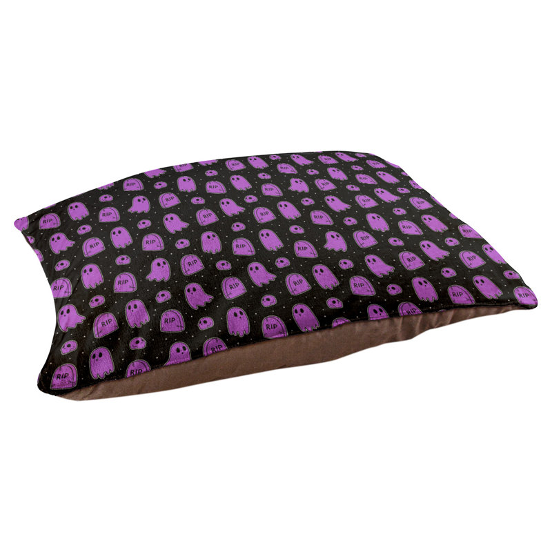 Coussin décoratif pour chien à l’extérieur pastel Campion, Très grand (l 52 po x P 42 po x H 17 po), Noir / Mauve