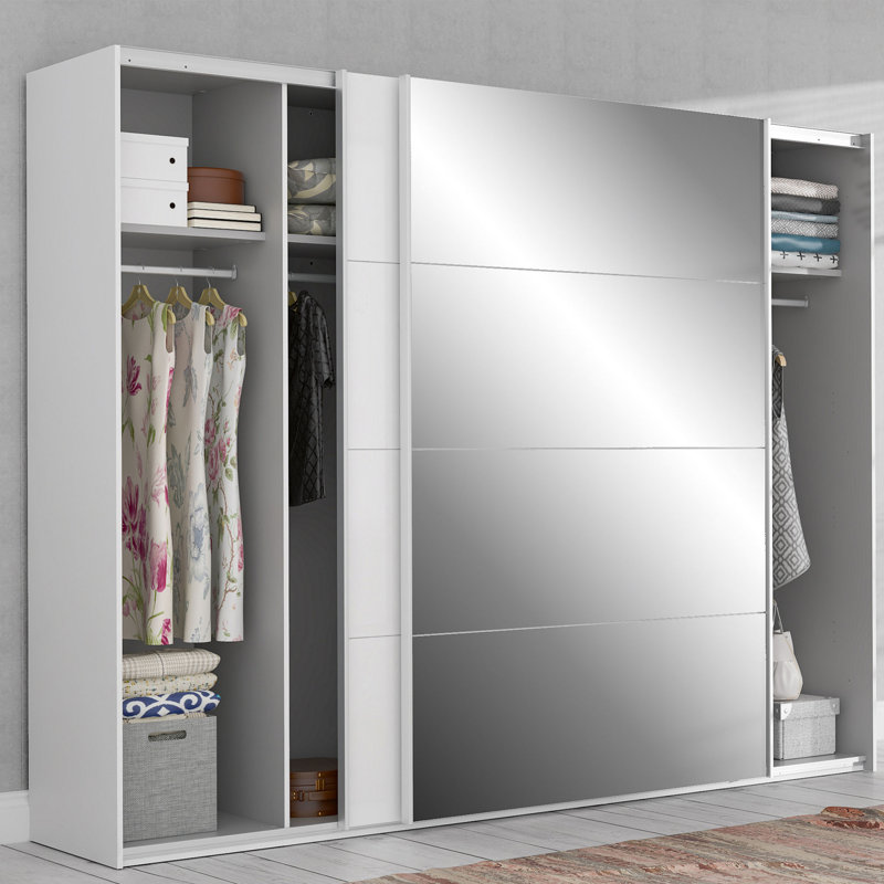 Carmelita 2 Door Wardrobe, White/Silver