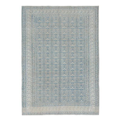 Antique 20Th Century Khorasan Rug In Sky Blue With Paisleys - Rug & Kilim