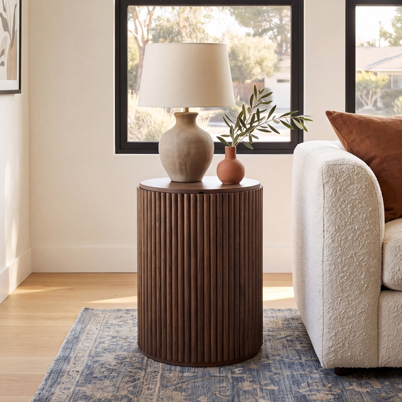 Chessa Solid Wood End Table, Dark Brown