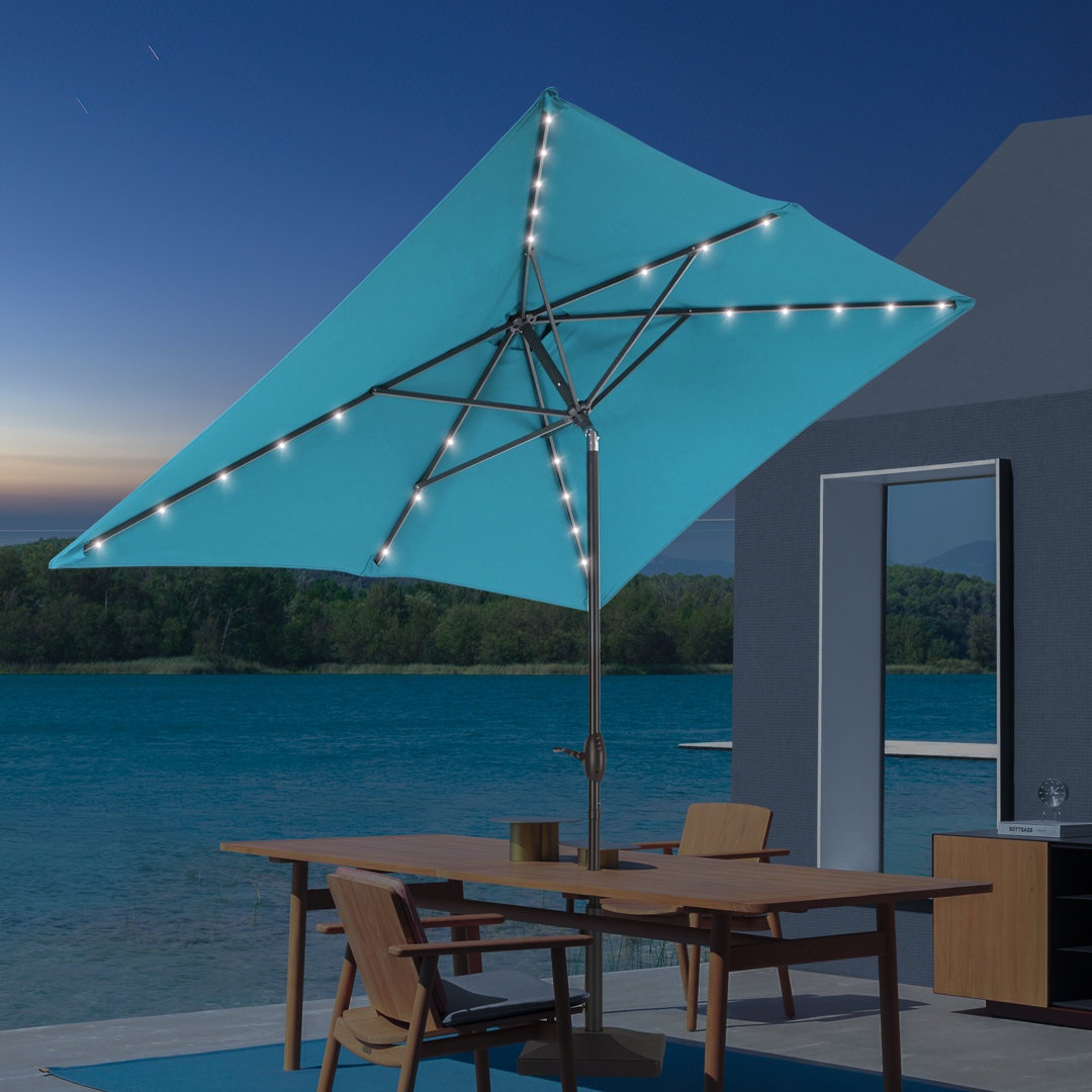Sayaf 9' x 6' Rectangular Lighted Market Umbrella Arlmont & Co. 