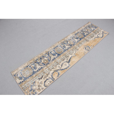 Vintage Turkish Oushak Runner Rug in Yellow for Hallways Featuring Unique Antique Design
