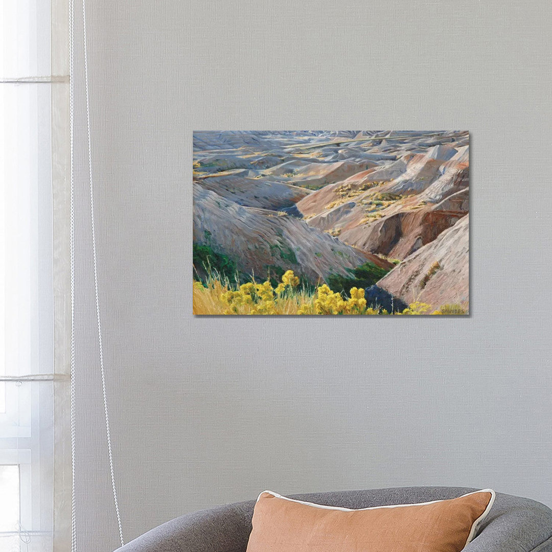 Badlands bei Sonnenuntergang von Nick Savides - Galerie-verpackte Leinwand Giclée auf Leinwand