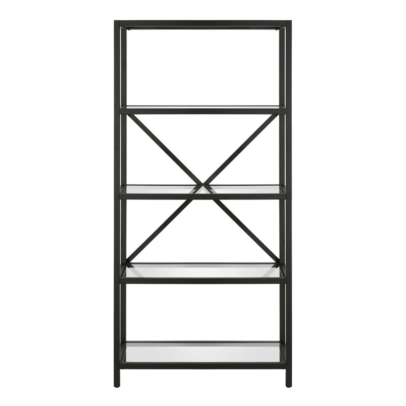 Camryn 4-Tier Steel and Glass Etagere Bookcase, Blackened Bronze