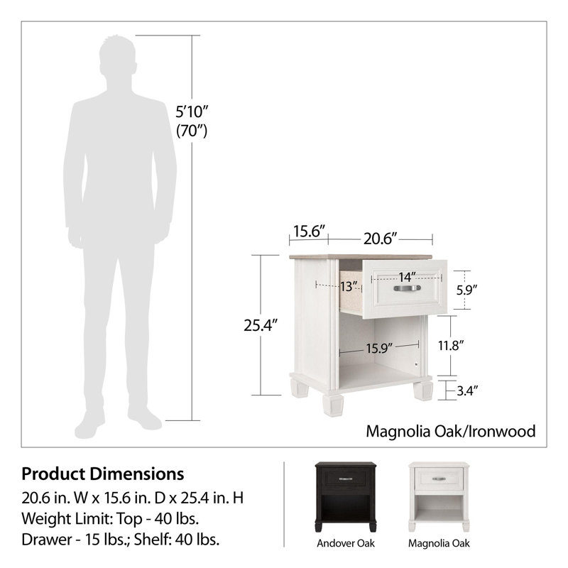 Hillview 20.63'' W Nightstand, Espresso
