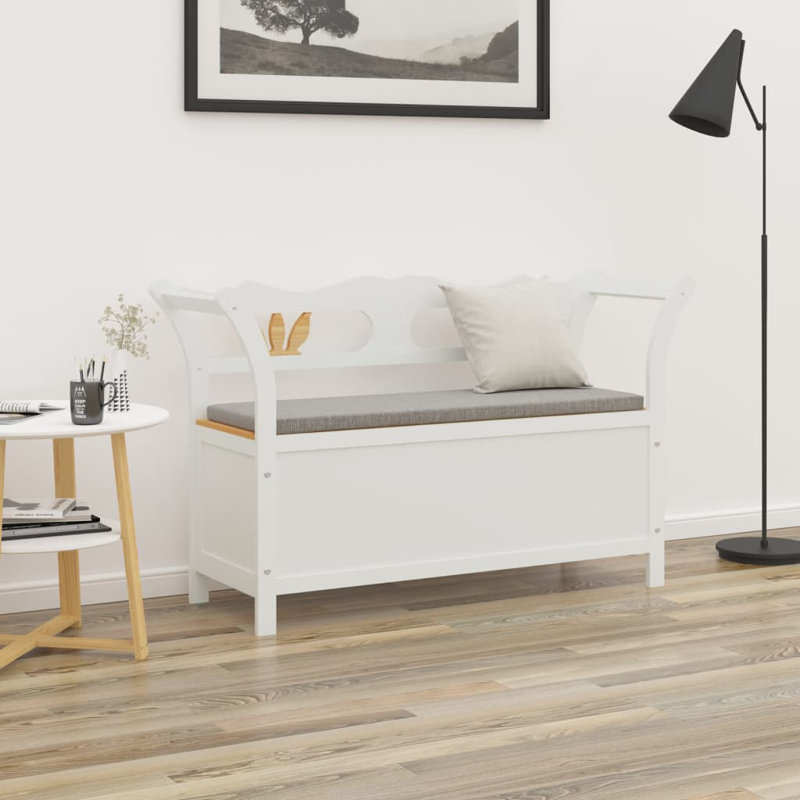 Cleda Storage Bench, White/Brown