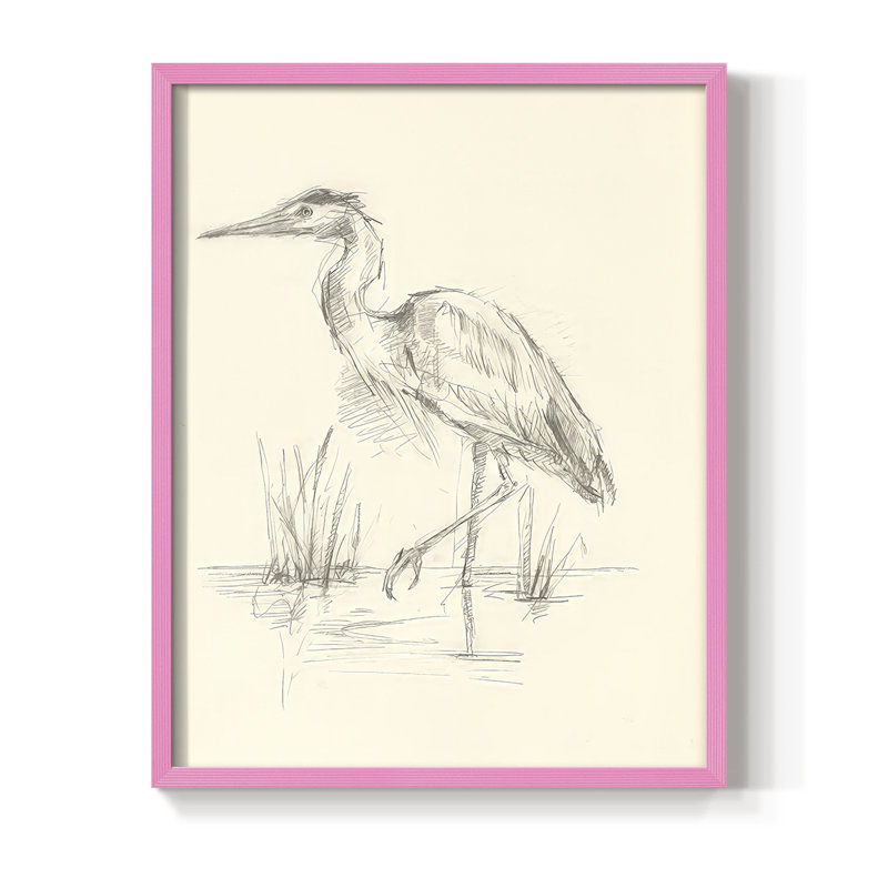 «Waterbird S Carnets de croquis II», reproduction encadrée - bois massif, Rose, H 11 po x l 9 po