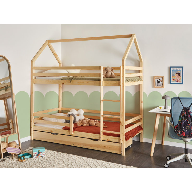 Bunk Bed with Drawers House Wood GIRGOLS 90 x 200 cm (EU Single) with Storage, Brown