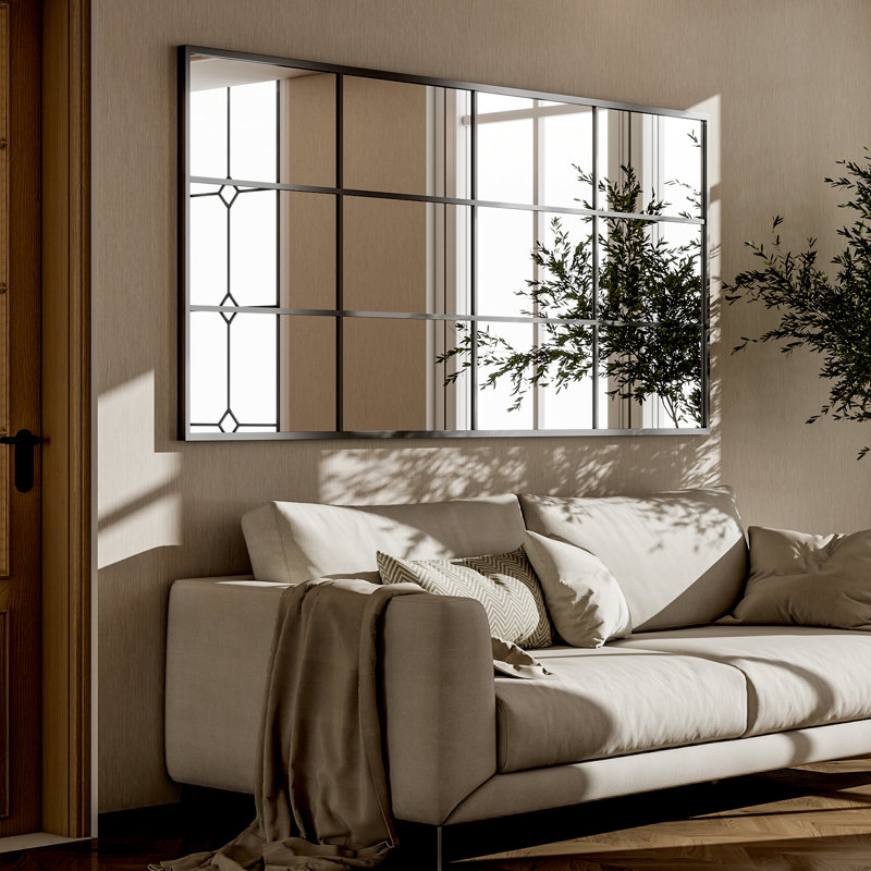 Gianlucas Window Pane Full Length Mirror with Metal Frame, 71" x 30"