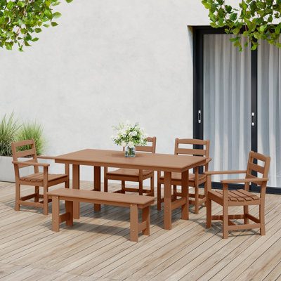 Ensemble de salle à manger avec accoudoirs 6 pièces et banc