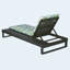 Chaise longue noire en bois d'acacia et feuilles de noix de coco 1,57 pouces à 2 positions avec coussin réglable à 4 positions pour le patio