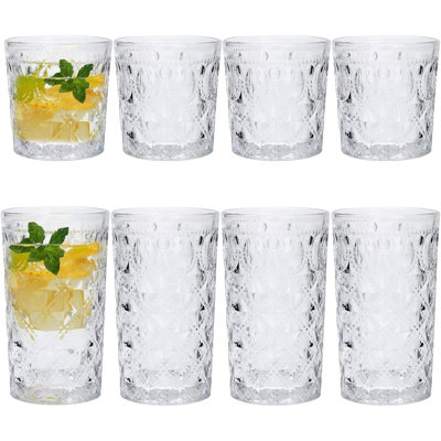 Ensemble de verres à boire, ensemble de verres à gin oz et oz, même style de bar, verrerie essentielle pour la maison, convient à l'eau, jus, lait, cocktails, whisky, thé glacé, excellent cadeau, paquet