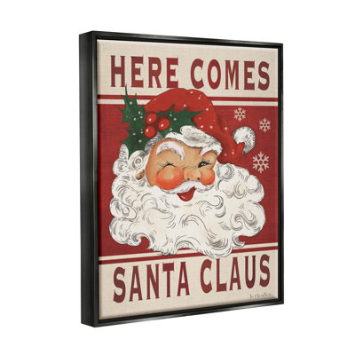 «Here Comes Santa Claus» - Cadre flottant, impression sur toile