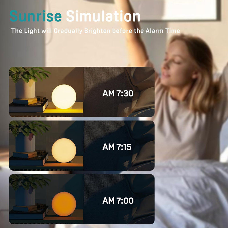 Alarm Clock White Noise Sound Machine With 25 Soothing Sounds 17 Nightlights Bluetooth Speaker Wake Up Light Alarm Clock