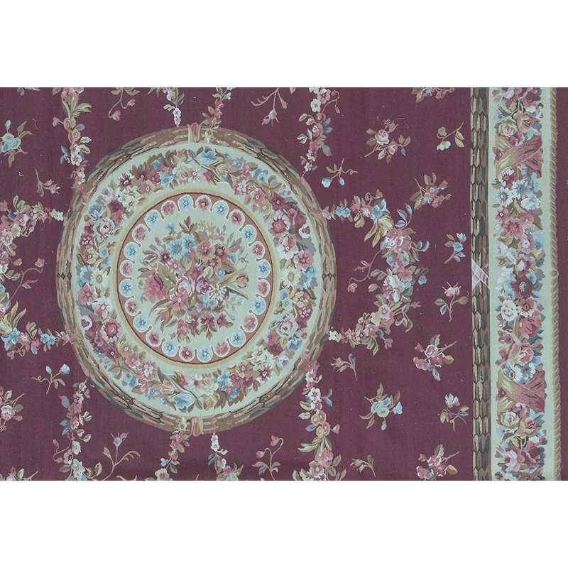 Hand-Knotted High-Quality Wine and Beige Area Rug