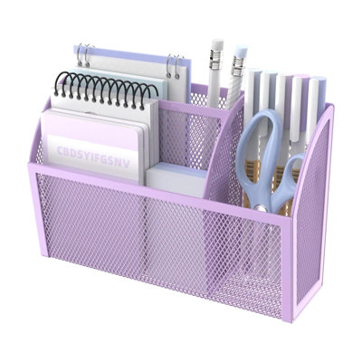 Boîte de rangement magnétique à 3 grilles avec porte-stylo, panier d'organisation magnétique en métal
