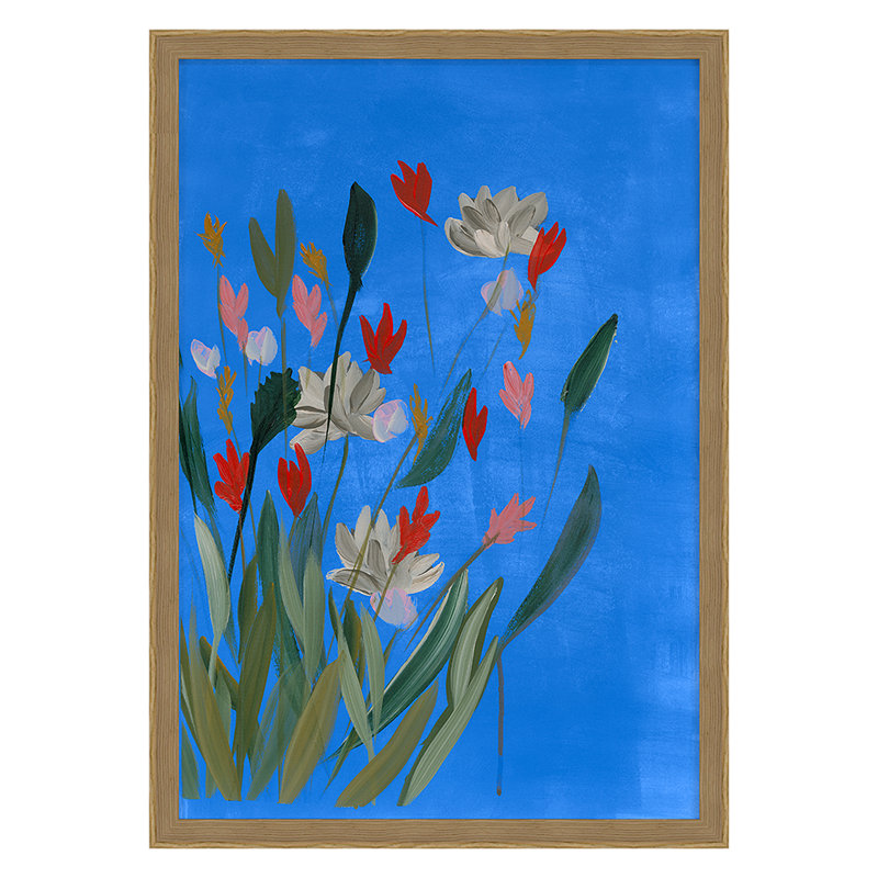 Meadow 4 Print by Jo Stearns, Oak, 24" H x 17" W x 2.38" D