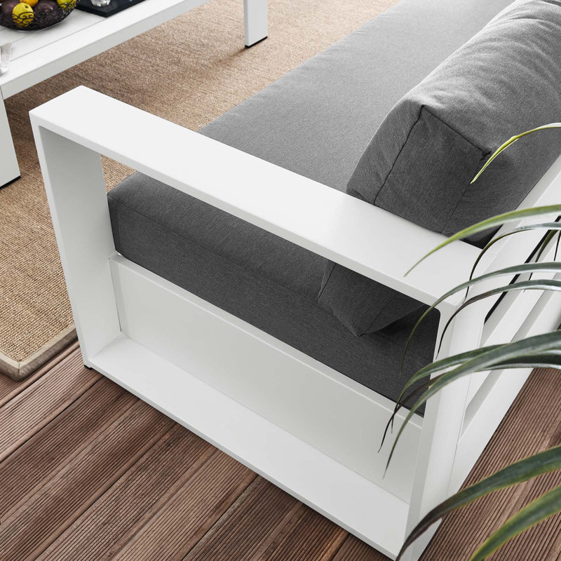 Ensemble de 2 pièces de patio en aluminium thermolaqué Tahoe par Modway, Gris anthracite, Blanc