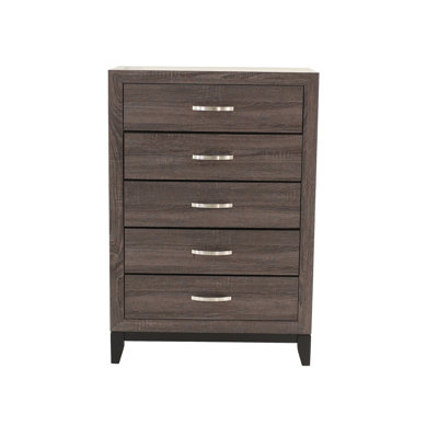 Commode en bois massif avec rangement à 1 tiroir 5 pièces