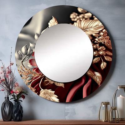 Vintage Glam Rose IV - Floral Round Mirror Wall Decor